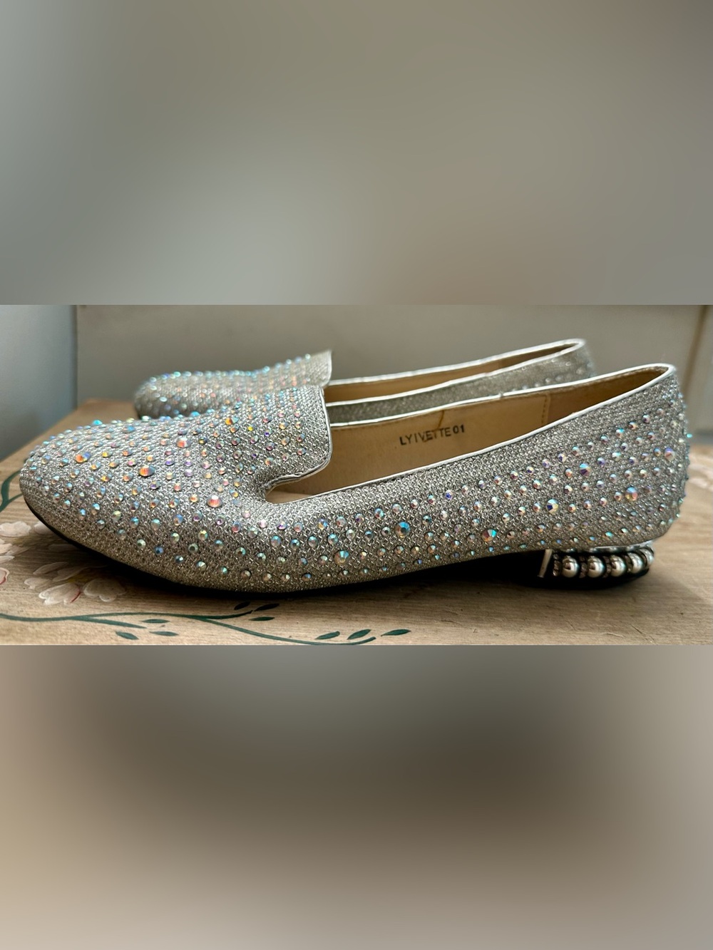 LYVETTE Silver Crystal-Studded Women’s Loafers